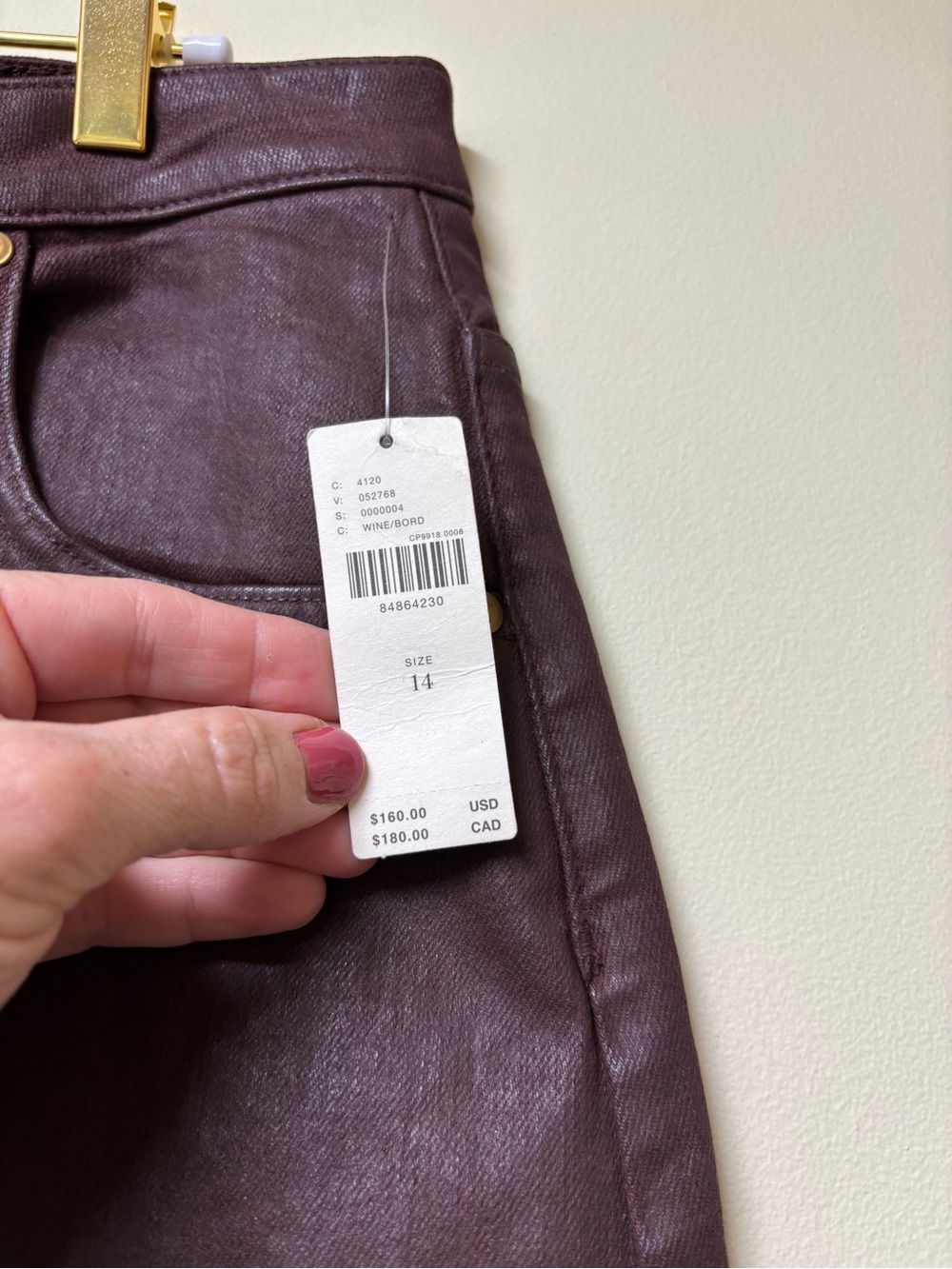 Anthropologie Pilcro Madi Front Slit Coated Denim Skirt Burgundy 14 NWT - Picture 12 of 15